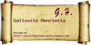Gallovits Henrietta névjegykártya